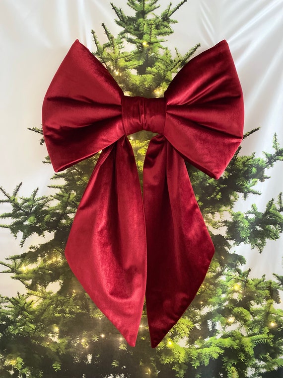 Fiocchi di Natale Fiocco di velluto rosso Ghirlanda di albero di Natale Cravatte fai da te Fiocco Decorazioni pendenti Capodanno Bowknot Festa a casa Ornamento di nozze  15