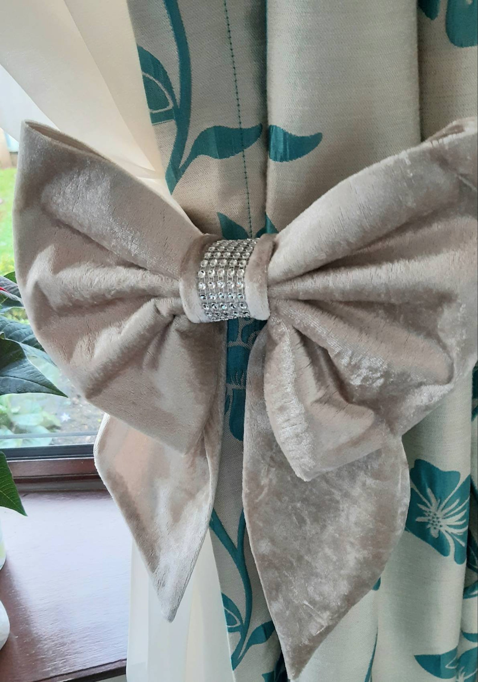Bow Curtain Tie Back Set Etsy UK