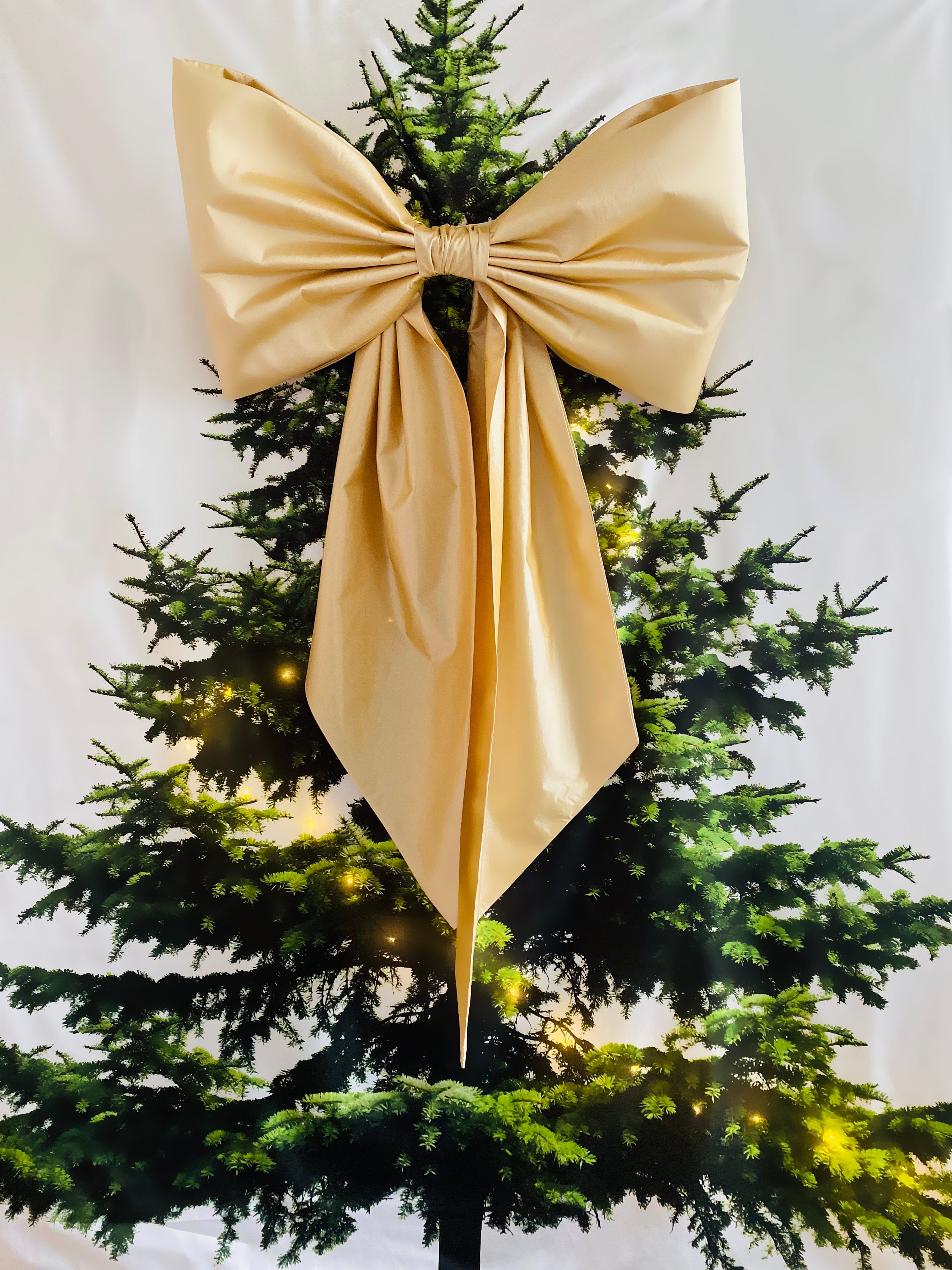 2 Fiocchi Decorativi Primaverili In Iuta Gialla E Nastro A Righe Bianco/Nero Per Ghirlande - 28x40 Cm