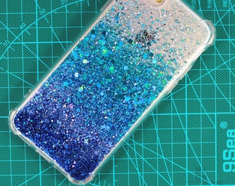Ocean Blue Teal Space Nebula Glitter case cover For Samsung S21 FE case Samsung S22 Plus case Google Pixel 6 case Google Pixel 6 Pro case