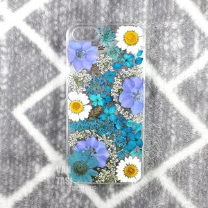 Blue pressed flower for Iphone 13 Mini case IPhone 13 Pro Max case IPhone 12 Pro Max case IPhone 12 Mini case Iphone SE 3 case Samsung S22