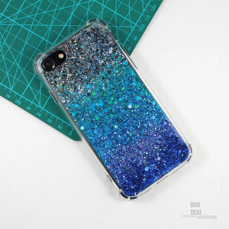 Ocean Blue Teal Sparkle Glitter Case Cover Iphone 13 Pro Max Etsy