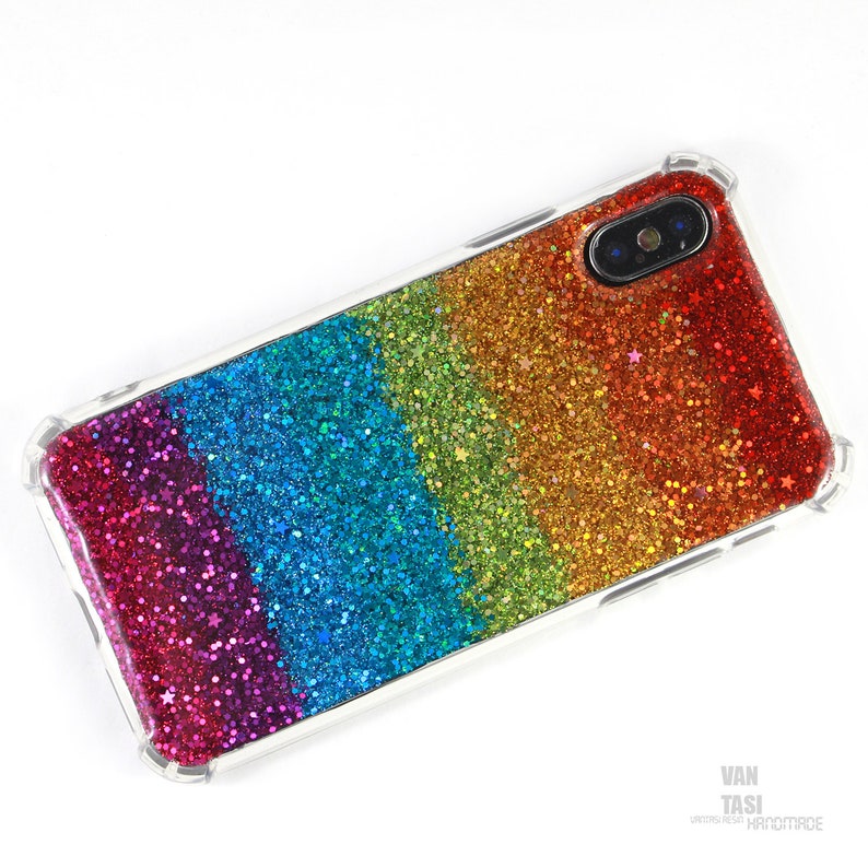 IPhone Xr Rainbow GLitter case cover Sparkle Real Glittery Etsy
