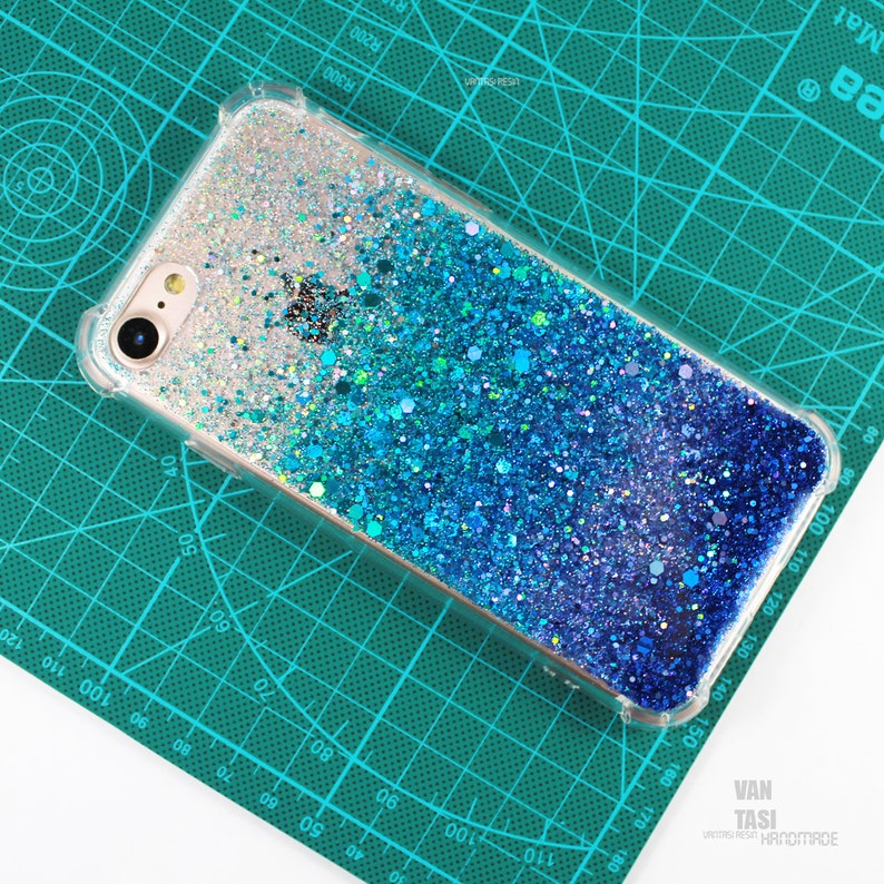 Ocean Blue Teal Sparkle Glitter Case Cover Iphone 13 Pro Max Etsy