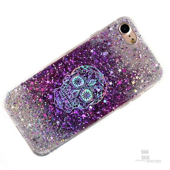 Schadel Glitzer Holographische Funkeln Handytasche Fur Iphone Etsy