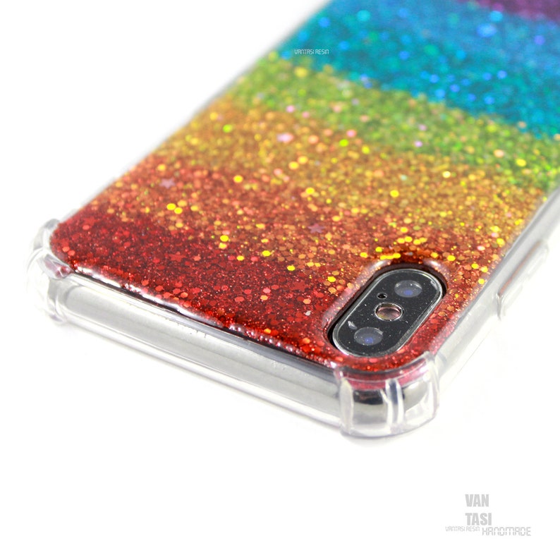 IPhone Xr Rainbow GLitter case cover Sparkle Real Glittery Etsy