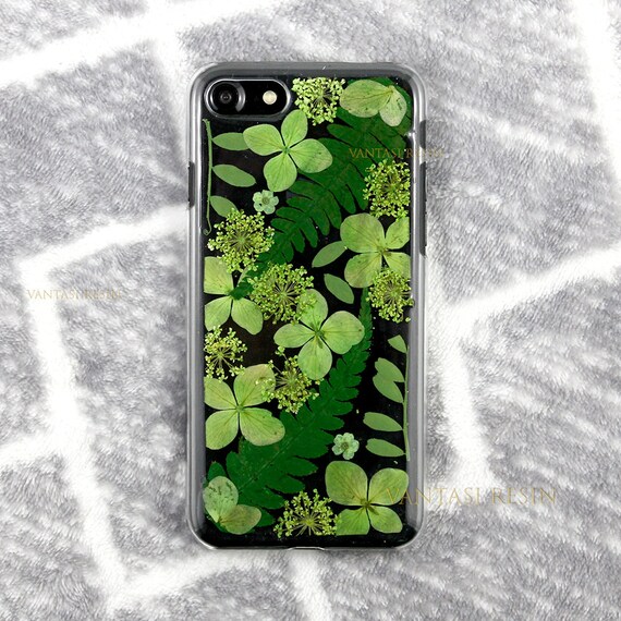 Unique Green Pressed Flowers Case For Her Gift Cute Iphone 12 Etsy