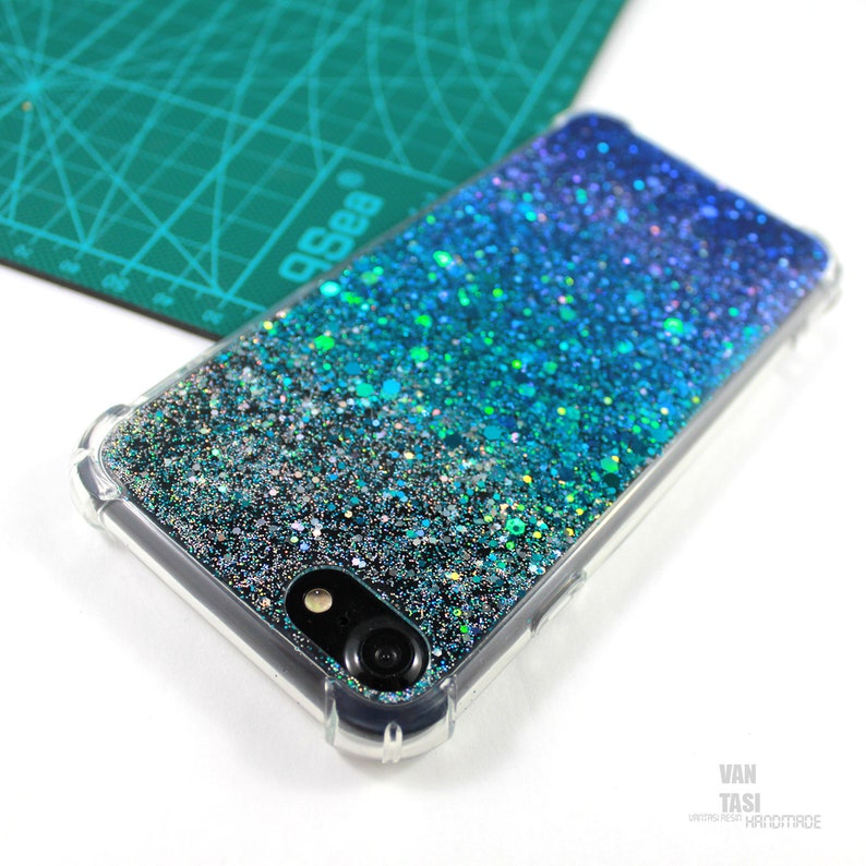 Ocean Blue Teal Sparkle Glitter Case Cover Iphone 13 Pro Max Etsy