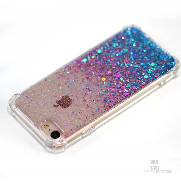 Pink Blue sparkle Glitter For Iphone 13 Pro Max case Iphone 13 Pro case Samsung S21 FE case Google Pixel 6 case Iphone 12 Pro Max case