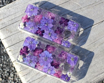 Purple Pressed flowers Iphone for Iphone 13 Mini case Iphone 13 Pro Max case Samsung S21 FE case Google Pixel 5A case Pixel 6 Pro case