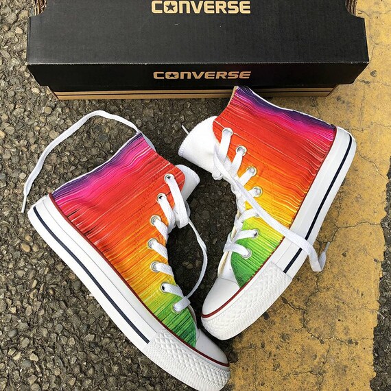 Custom Painted Rainbow Sneakers Custom Rainbow Converse | Etsy