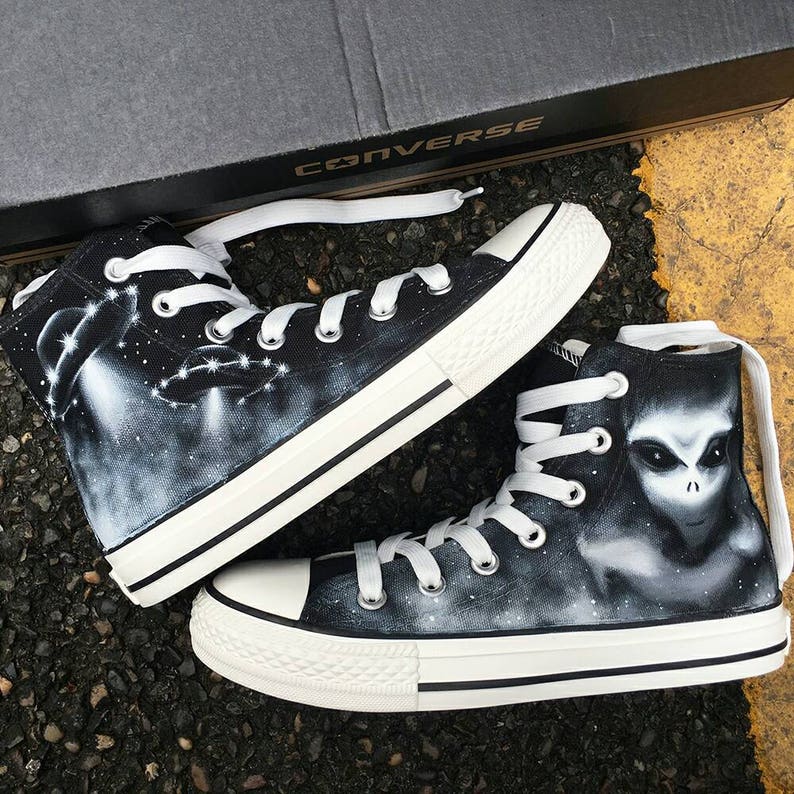 X Files Custom Painted Converse UFO Alien Personalized Etsy
