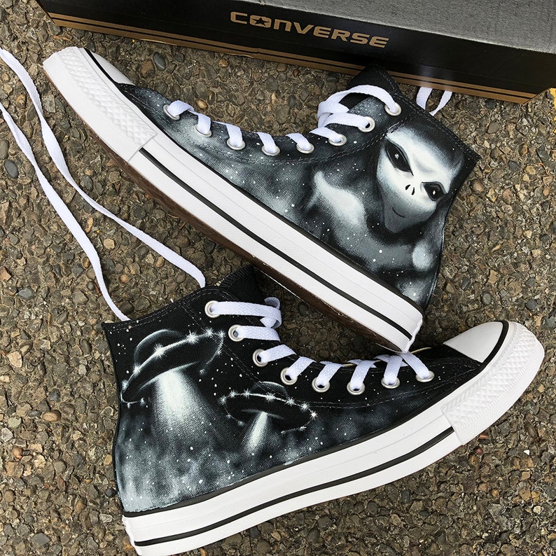 X Files Custom Painted Converse UFO Alien Personalized Etsy