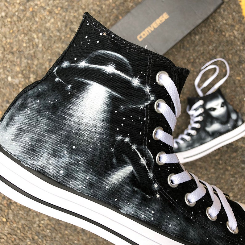 X Files Custom Painted Converse UFO Alien Personalized Etsy