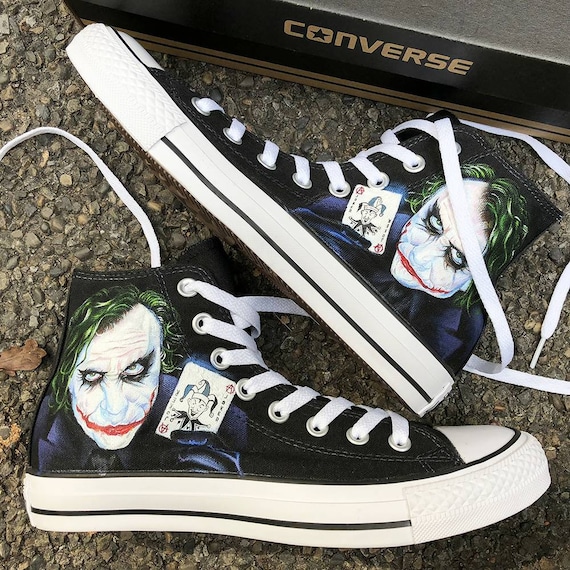 Custom Painted Joker Converse, Personalized Handpainted Joker Shoes, Heath Ledger Converse, Custom Painted Joker Sneakers, Best Gift for Him Custom Painted Joker Converse, Personalized Handpainted Joker Shoes, Heath Ledger Converse, Custom Painted Joker Sneakers, Best Gift for Him