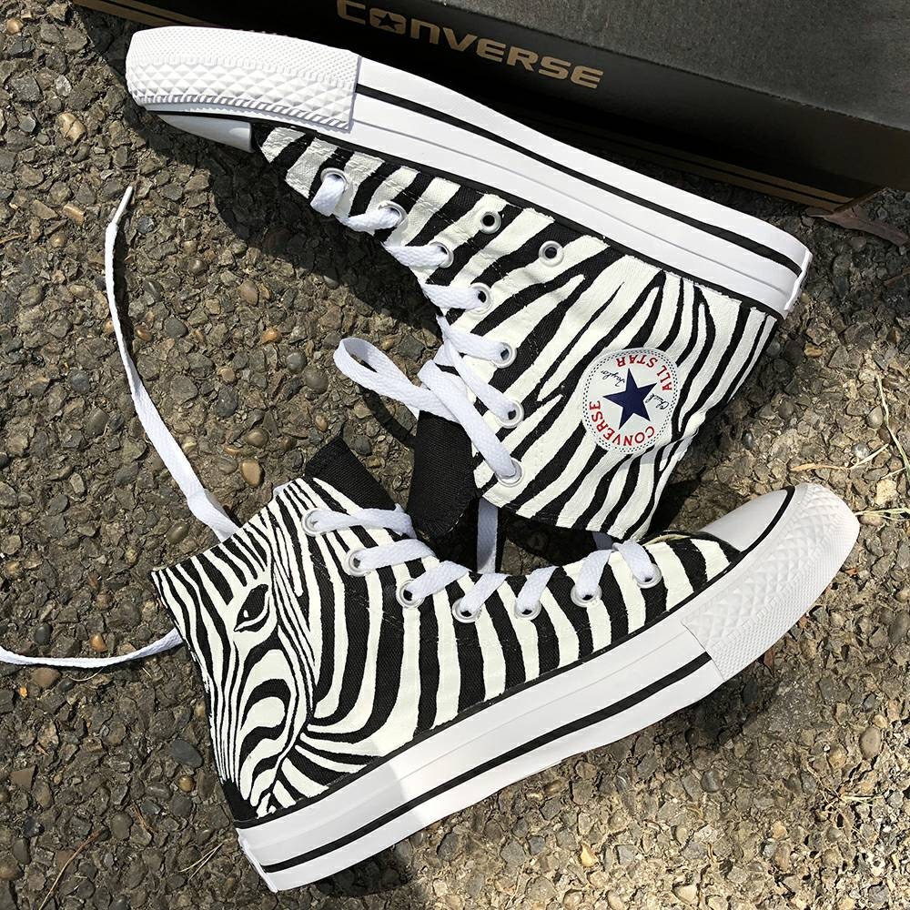 Handpainted Personalized Zebra Print Shoes Custom Painted Etsy