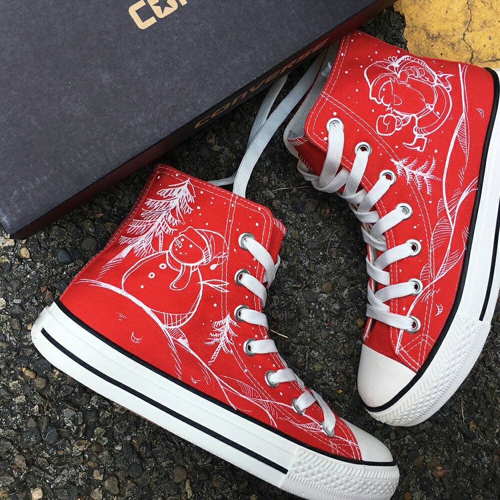 Custom Painted Christmas Converse Customized Christmas Etsy