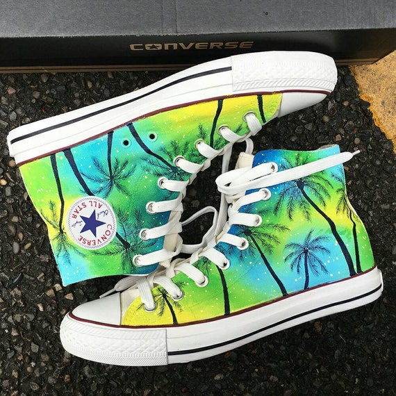 Custom Tropical Painted Converse, Personalized Handpainted Coconut Tree Shoes, Floral Wedding Converse, Custom Summer Wedding Sneakers Custom Tropical Painted Converse, Personalized Handpainted Coconut Tree Shoes, Floral Wedding Converse, Custom Summer Wedding Sneakers