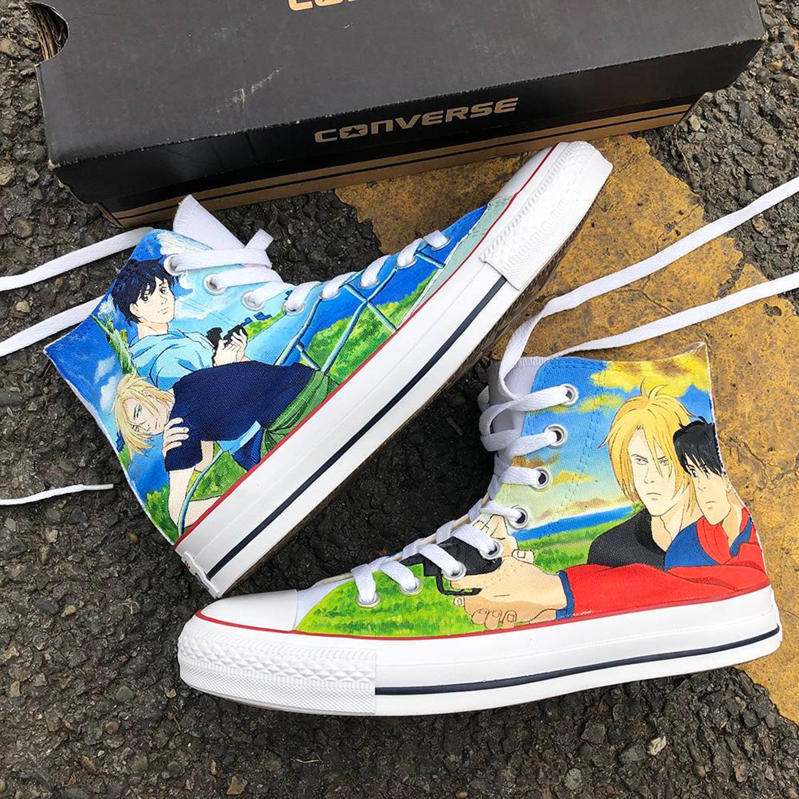 Banana Fish Painted Anime Converse Custom Painted Anime Girl Etsy