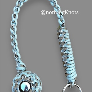 Decorative Paracord Wrapped 1.5 inch Steel Ball in Silver and Camo Keychain monkey fist style
