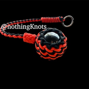 Decorative Paracord Wrapped 2 inch Steel Ball in Orange and Black Keychain monkey fist style