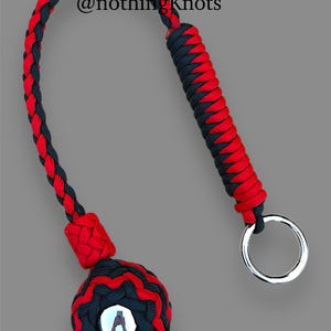 Decorative Paracord Wrapped 1.5 inch Steel Ball in Red and Black Keychain monkey fist style
