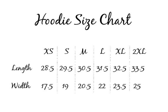 Custom Ink Size Chart Hoodie