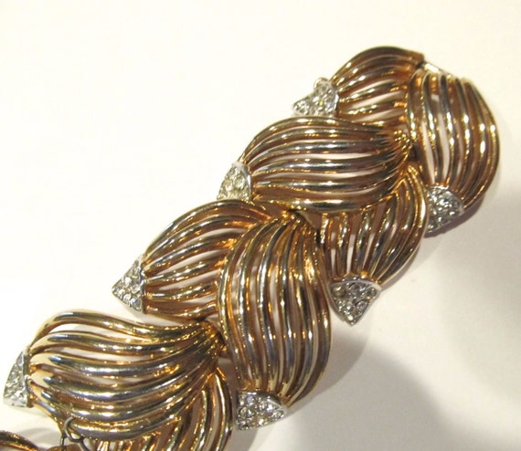 Gold bracelet Marcel Boucher designer 1950s open … - image 5