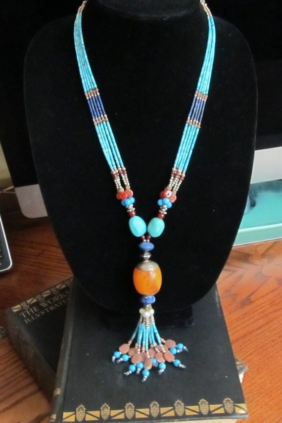 Spectacular!!  Tibetan handmade necklace with gems