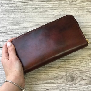Cartera personalizada para mujeres cartera con cremallera mujer cartera de cuero Zip alrededor de la cartera de cuero mujeres cartera de cartera embrague cartera embrague cartera cremallera