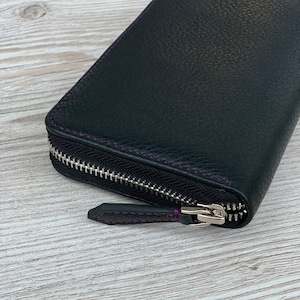 Cartera de cuero mujeres Cartera de aduanas Cuero Cremallera alrededor de la cartera Cartera de cuero de la señora Linda cartera personal cartera de las mujeres personal 1