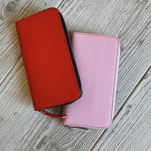 Cartera de aduanas Cuero Cremallera alrededor de la cartera Cartera de cuero ladie cartera Linda cartera personal de las mujeres cartera personal de las mujeres cartera personal 1