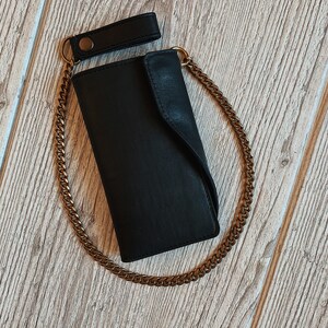 Cartera motociclista de cuero con cadena Cadena de cartera Trucker Cartera motociclista de cuero Cartera Snap Monedero Bikers cadena de cartera Regalo para él Regalos biker 1