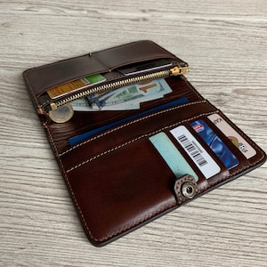Cartera de mujer personalizada Cartera de tarjeta de crédito Cartera de moneda de cuero Cartera de mujer con cremallera Cartera de cuero mujer Regalo para ella 1