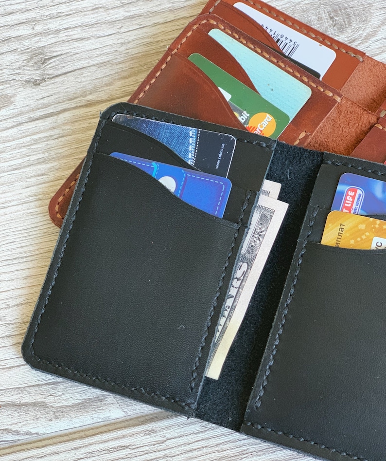 Personalized Slim Wallet Slim Leather Wallet Mens Leather Etsy