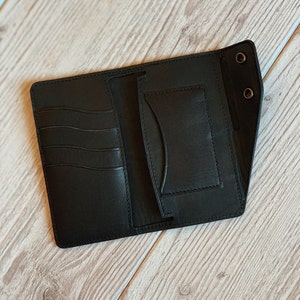 Cartera motociclista de cuero con cadena Snap Wallet para hombres motociclistas Minimalista Slim Regalo para él Regalos motociclistas 1