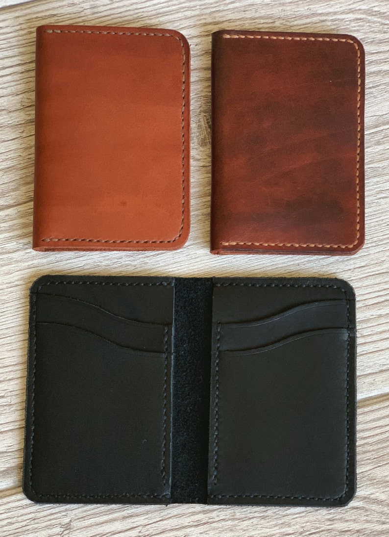Slim Leather Wallet Mens Leather Wallet Card Holder Leather Etsy