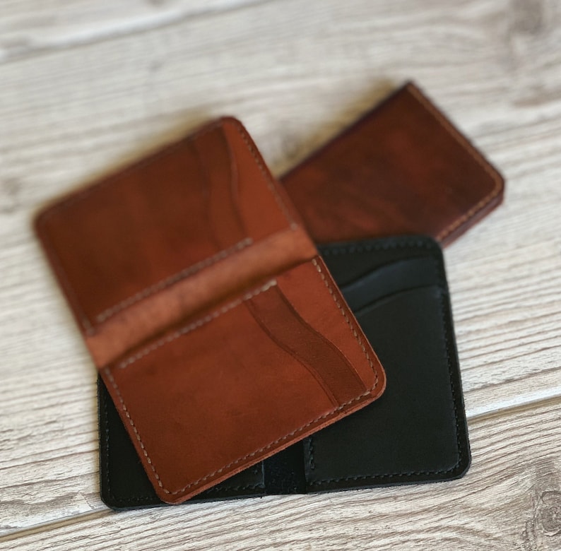 Slim Leather Wallet Mens Leather Wallet Card Holder Leather Etsy