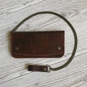 Cartera biker de cuero con cadena Cartera Trucker Cartera biker para hombre con carteras de cadena para hombre Regalo para él Regalos biker 1