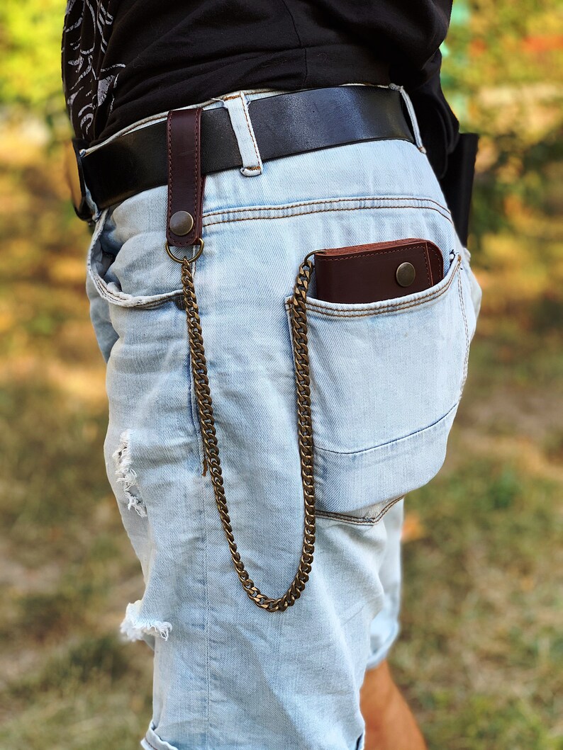Trucker Wallet Chain Leather Biker Wallet Wallet With Chain Etsy