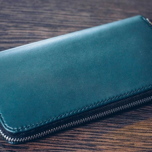 Cartera personalizada para mujer Zip alrededor de la cartera Cartera de cuero con cremallera Mujer cuero dama cartera Clutch cremallera cartera mujer personal 1