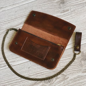 Cartera de motociclista de cuero con cadena Cartera de camionero Cartera de motociclista para hombre Cartera de motociclista con carteras de cadena para hombres Regalos para ella Regalos de motociclista 1