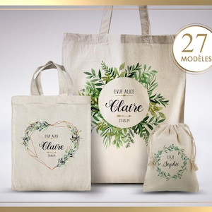 Tote bag personnalisable, tote bag témoin, tote bag demoiselle d'honneur, kit mariée, cadeau mariage, sac à personnalisé, baptême, EVJF image 1