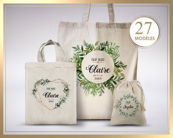 Borsa tote personalizzabile, borsa tote testimone, borsa tote da damigella d'onore, kit sposa, regalo di nozze, borsa personalizzata, battesimo, EVJF