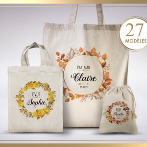 Tote bag personnalisable, tote bag témoin, tote bag demoiselle d'honneur, kit mariée, cadeau mariage, sac à personnalisé, baptême, EVJF image 5