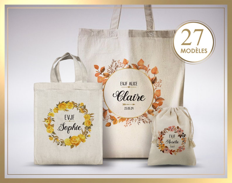 Tote bag personnalisable, tote bag témoin, tote bag demoiselle d'honneur, kit mariée, cadeau mariage, sac à personnalisé, baptême, EVJF image 5