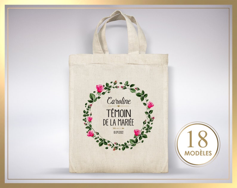 Tote Bag Témoin, Sac témoin, Kit témoin, Tote Bag Mariage, Tote bag demoiselle d'honneur, cadeau mariage image 1