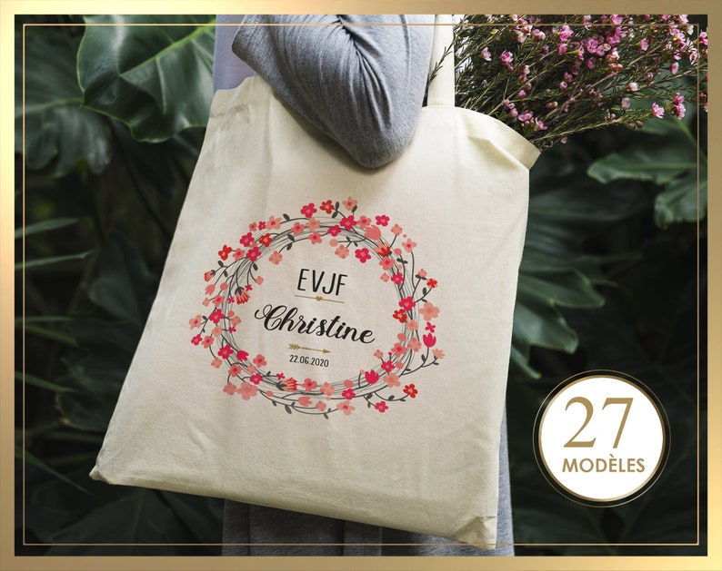 Tote bag EVJF, sac EVJF, pochon evjf, Tote Bag Témoin, Kit evjf, Tote bag mariage, cadeau evjf image 1