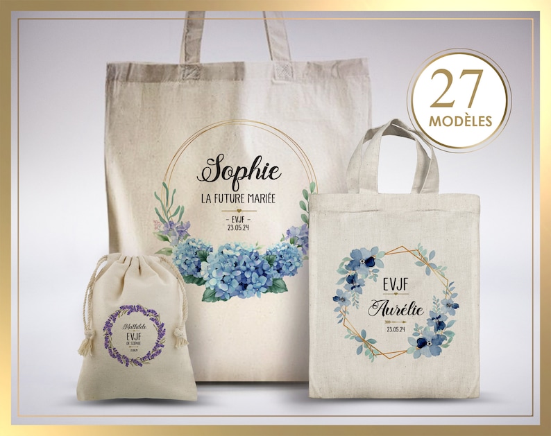 Tote bag personnalisable, tote bag témoin, tote bag demoiselle d'honneur, kit mariée, cadeau mariage, sac à personnalisé, baptême, EVJF image 6