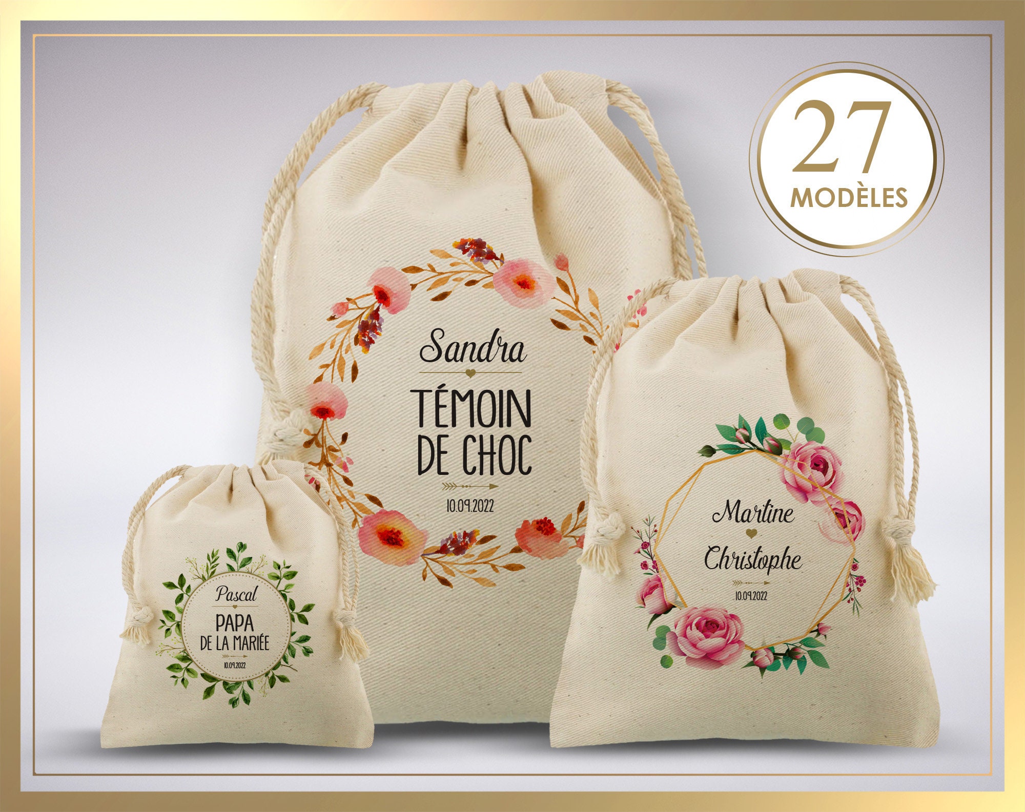 Pochon Témoin Personnalisé pour Mariage et EVJF Pochon Témoin Personnalisé pour Mariage et EVJF